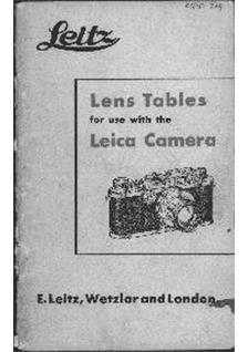 Leica Lenses - misc manual. Camera Instructions.